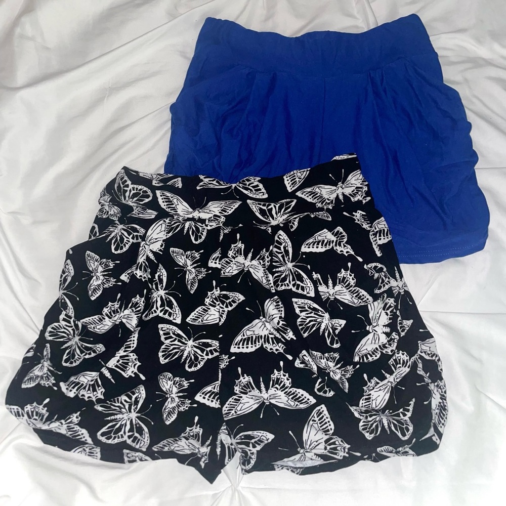 Buttery Soft Blue and Black Butterfly Print Skirt Set